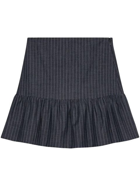 GANNI striped ruffled miniskirt - Grey