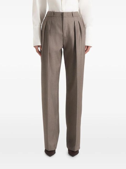Manière De Voir Julie pinstripe-print pleated tailored trousers - Brown