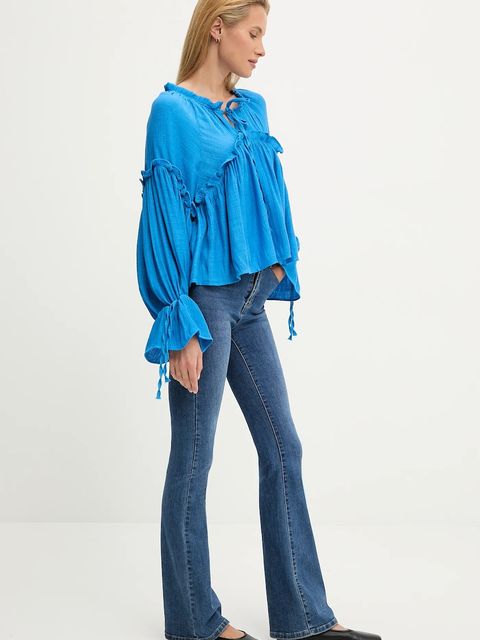 Answear.LAB bluzka damska kolor niebieski gładka