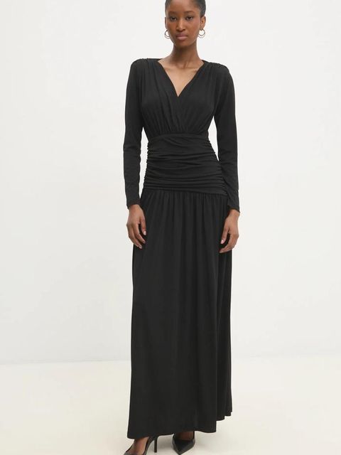 Answear.LAB sukienka kolor czarny maxi rozkloszowana