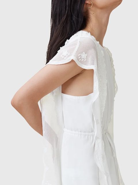 AllSaints sukienka bawełniana OLA kolor biały midi prosta W197DC