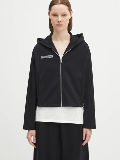 Pangaia bluza DNA Double Jersey Zip Up Hoodie damska kolor czarny z kapturem gładka 10002361 - zdjęcie produktu nr 1
