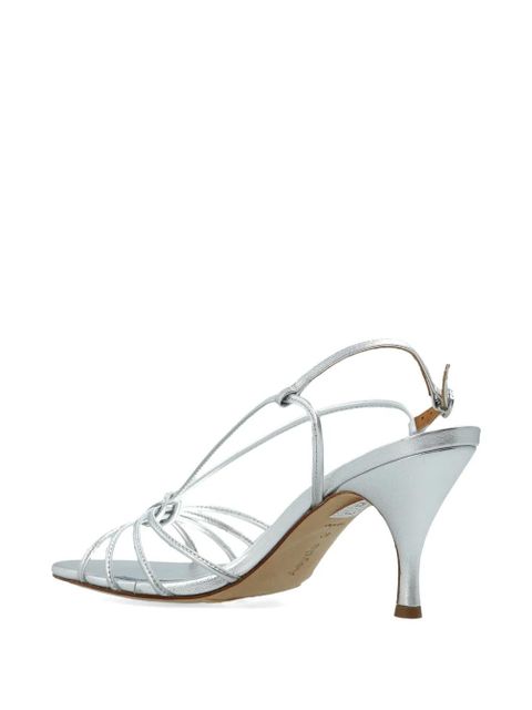 Aeyde strappy knotted leather heels - Silver