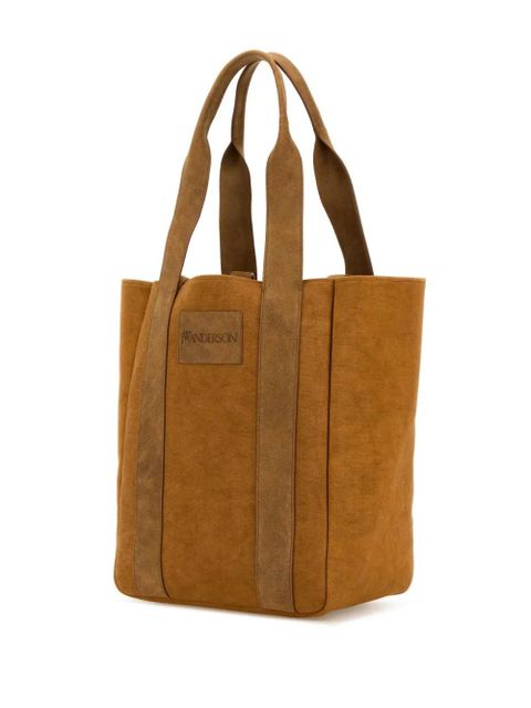JW Anderson logo-patch two-tone canvas tote bag - Brown