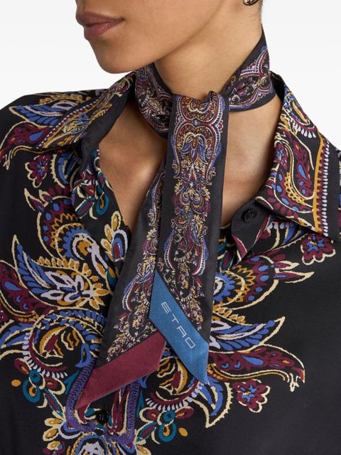 ETRO paisley foliage silk scarf - Black