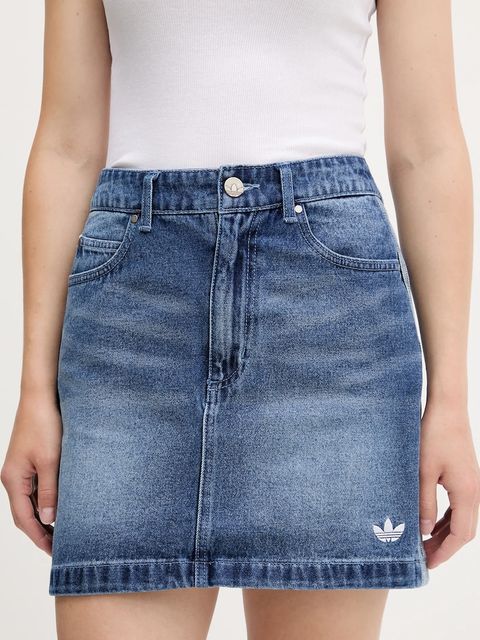 adidas Originals spódnica jeansowa Denim Mini Skt kolor niebieski mini rozkloszowana JW2649 - zdjęcie produktu nr 1