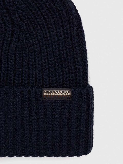 Napapijri czapka kolor granatowy z grubej dzianiny