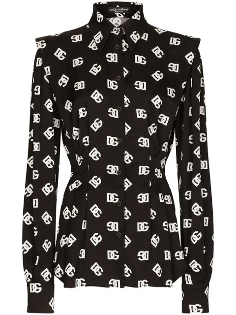 Dolce & Gabbana DNA DG-logo stretch-silk shirt - Black - zdjęcie produktu nr 1