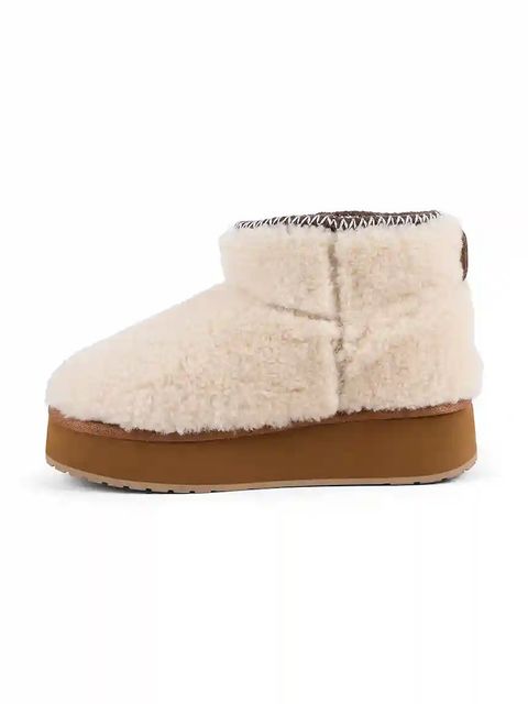 Emu Australia śniegowce wełniane Stinger Micro Flatform Teddy kolor beżowy W13187