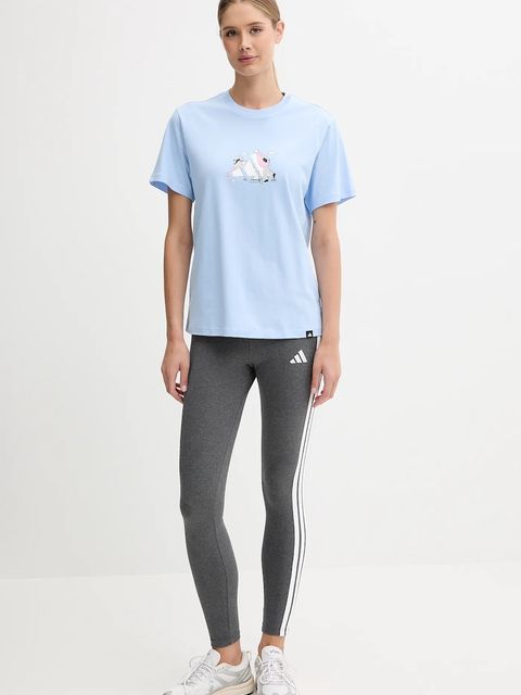 adidas legginsy 3-Stripes damskie kolor szary z aplikacją JZ3299