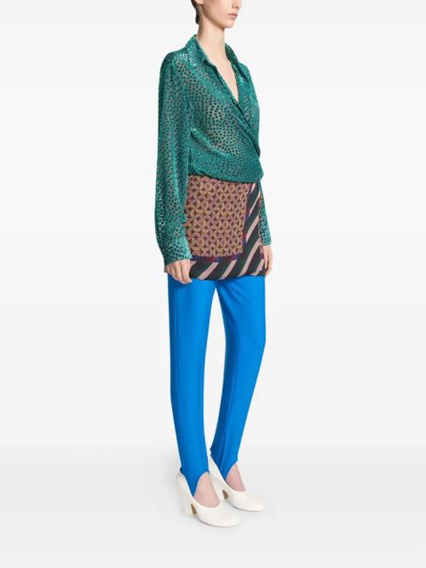 DRIES VAN NOTEN devoré wrap shirt - Green