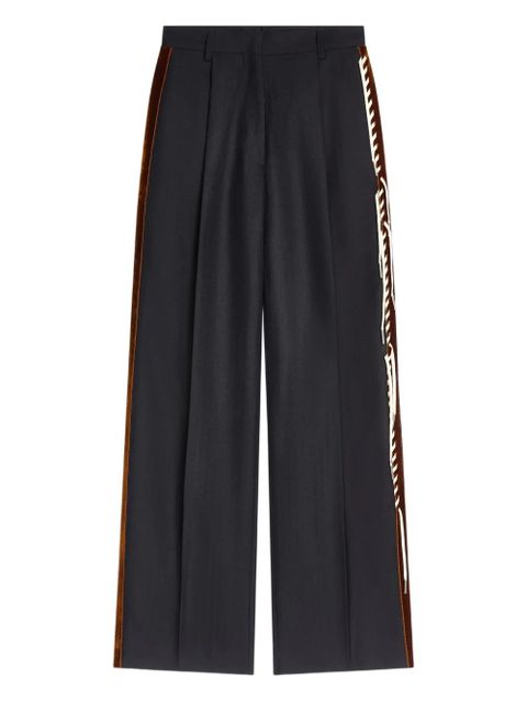 DRIES VAN NOTEN velvet-trim trousers - Blue - zdjęcie produktu nr 1