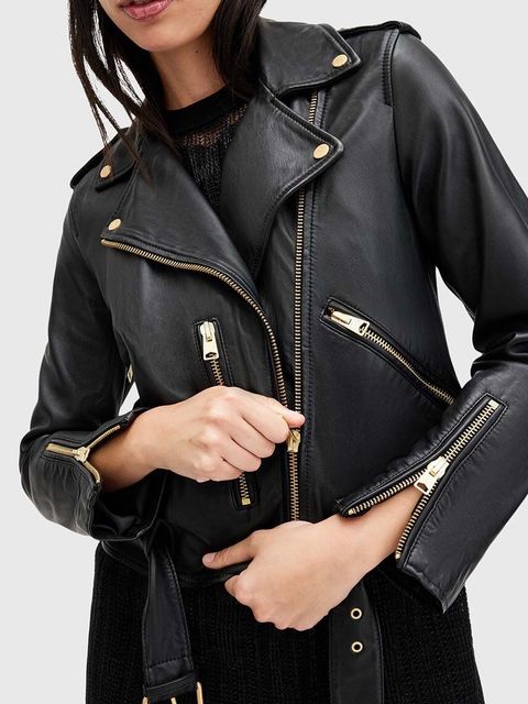 AllSaints kurtka skórzana BALFERN BIKER damska kolor czarny przejściowa W084LB