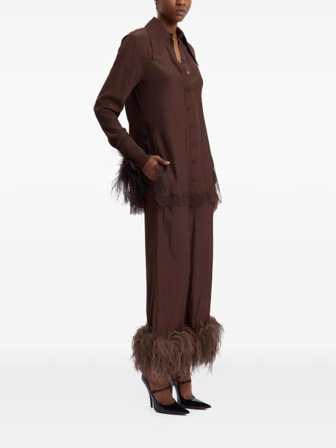 16Arlington Joelle feather-trim trousers - Brown