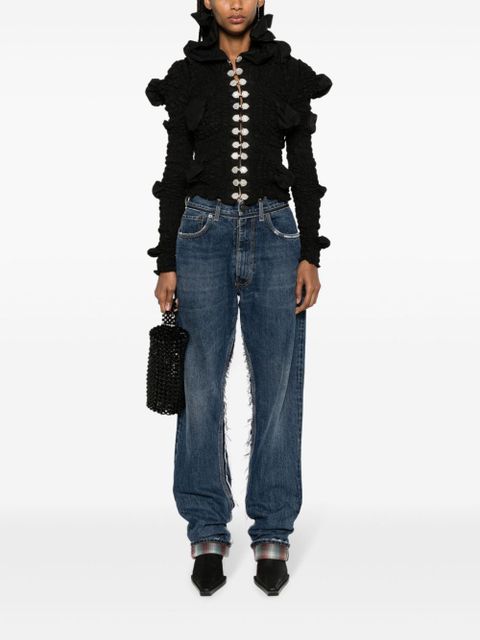 Maison Margiela logo-patch ripped-detailing wide-leg jeans - Blue - zdjęcie produktu nr 2