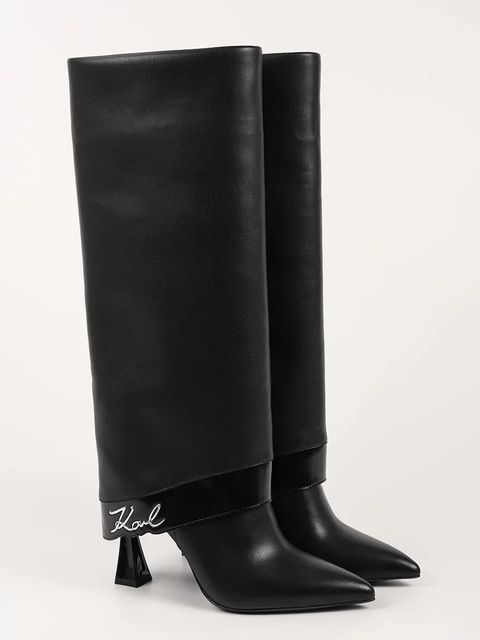 Karl Lagerfeld kozaki skórzane DEBUTANTE damskie kolor czarny na szpilce KL32081