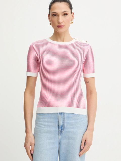 Morgan bluzka damska kolor różowy w pasy MCAMELI - zdjęcie produktu nr 1