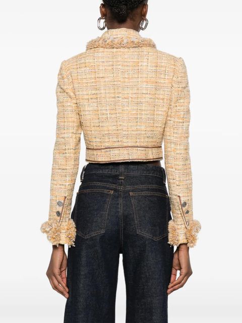 ETRO fringe-trim tweed jacket - Neutrals