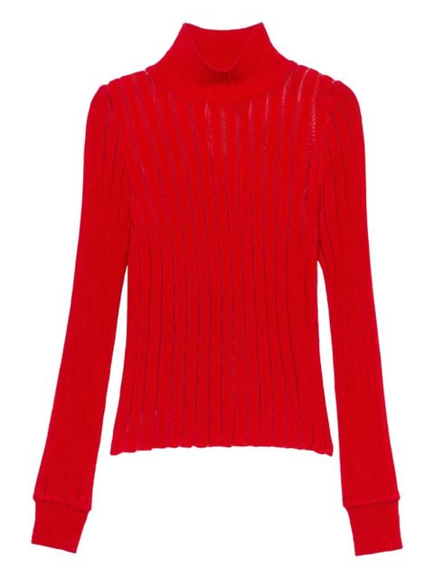 Blumarine high-neck ribbed sweater - Red - zdjęcie produktu nr 1
