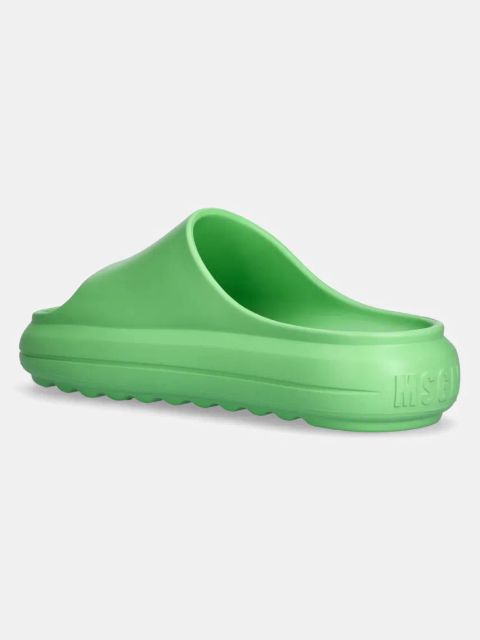 MSGM klapki damskie kolor zielony na platformie 3841MDS206
