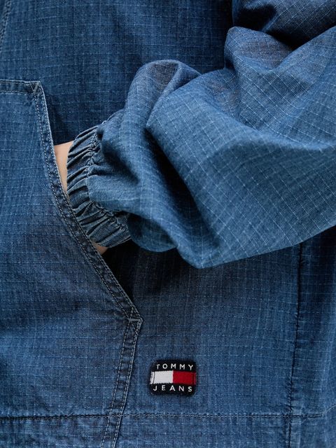 Tommy Jeans kurtka bawełniana kolor granatowy przejściowa oversize DW0DW21064