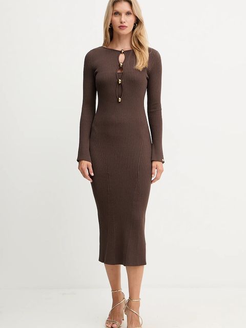 Marciano by Guess sukienka AGATHE kolor brązowy maxi dopasowana 5BGK55 5891Z - zdjęcie produktu nr 1