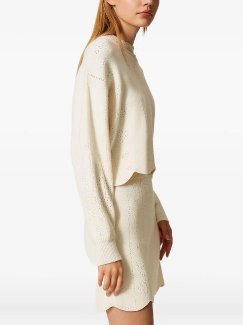 TWINSET scallop-hem cropped jumper - White