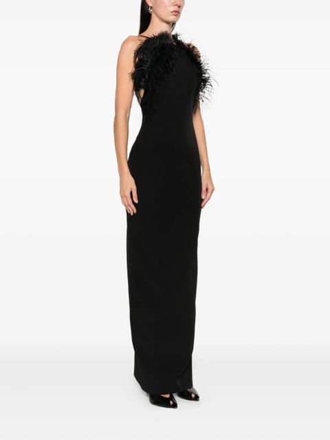 The Attico feather trim maxi dress - Black