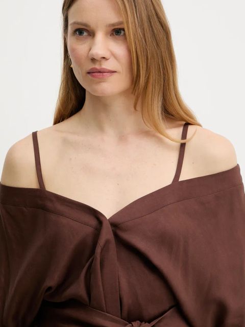 Marciano Guess bluzka GRETA damska kolor brązowy gładka 5GGH37 7316A