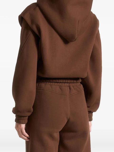 Manière De Voir Louna wide-shoulder zip hoodie - Brown