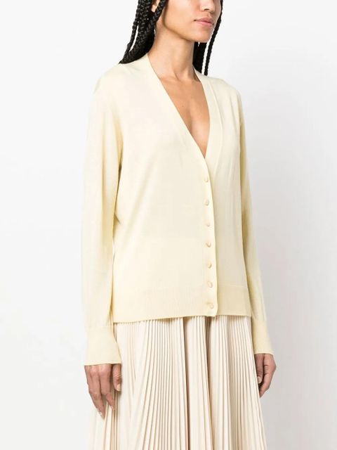 Jil Sander fine-knit V-neck cardigan - Yellow