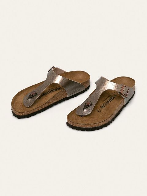 Birkenstock japonki Gizeh damskie kolor brązowy na płaskim obcasie 1016145