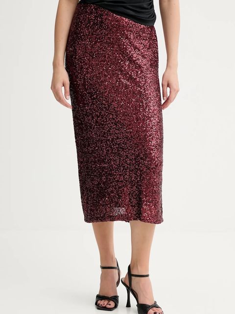 Answear.LAB spódnica kolor bordowy midi ołówkowa