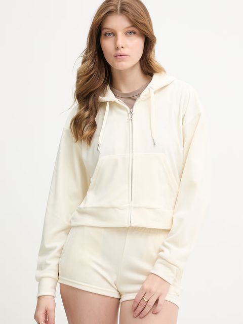 Juicy Couture bluza z kapturem damska welurowa ICCLE HOODIE - zdjęcie produktu nr 1