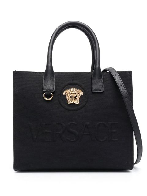 Versace small La Medusa canvas tote bag - Black - zdjęcie produktu nr 1