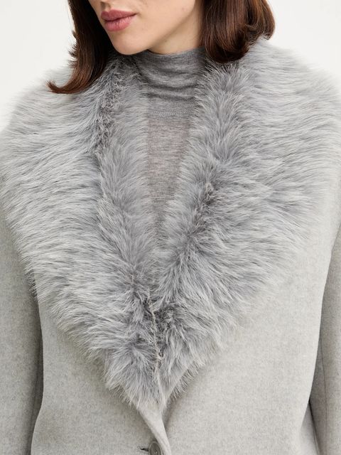 Patrizia Pepe płaszcz z dodatkiem wełny kolor szary 2O0212 A512