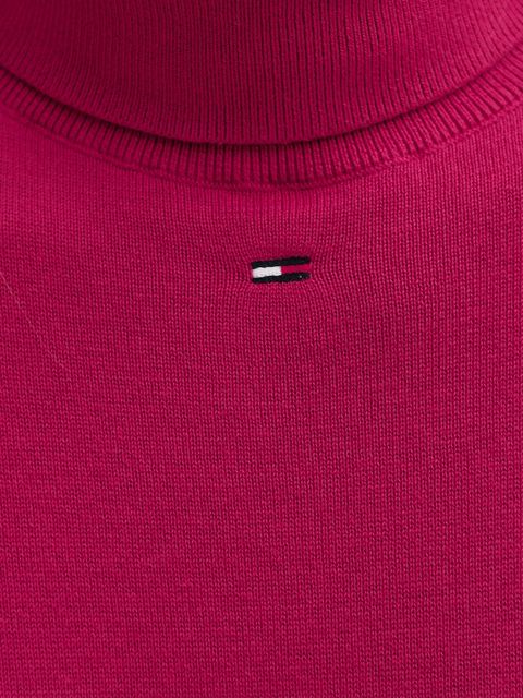 Tommy Jeans sweter bawełniany damski kolor różowy lekki z golfem DW0DW21672