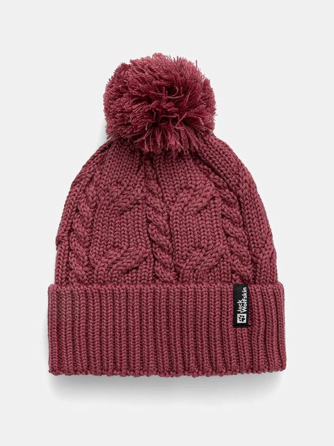 Jack Wolfskin czapka Pompom kolor różowy wełniana 1905092 - zdjęcie produktu nr 1