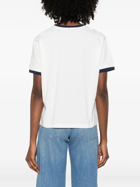 Maje contrast-trim graphic T-shirt - White