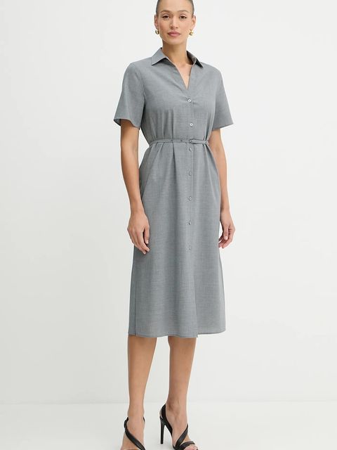 BOSS sukienka wełniana kolor szary midi prosta 50541988 - zdjęcie produktu nr 2