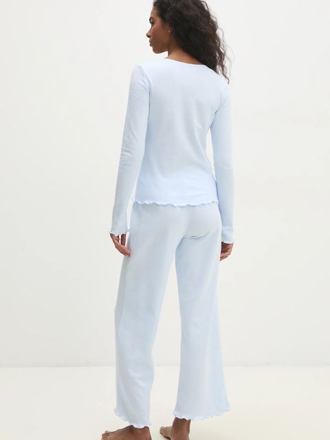 Answear Lab piżama bawełniana kolor niebieski bawełniana