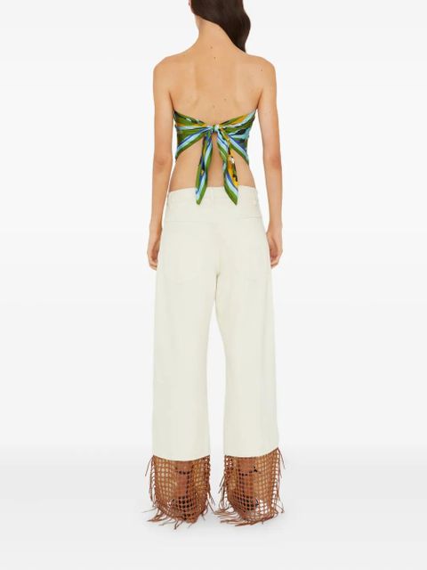 Christopher Esber floral-print silk scarf - Blue