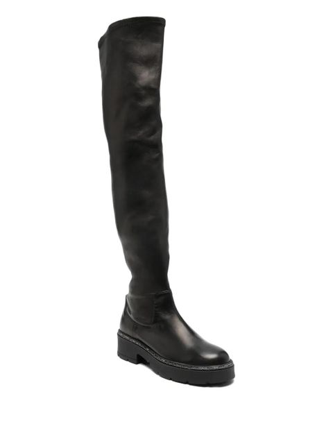 René Caovilla 40mm embellished knee-high boots - Black
