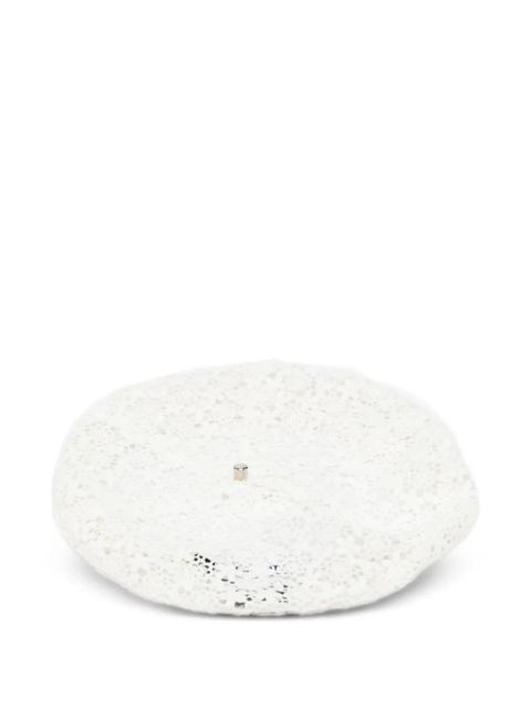 Maison Michel logo-plaque lace beret - White - zdjęcie produktu nr 2
