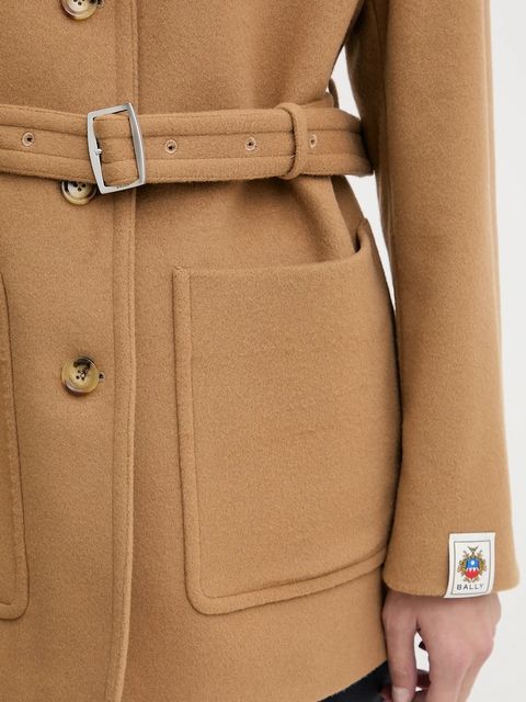 Bally płaszcz z dodatkiem wełny kolor beżowy WOU07G - zdjęcie produktu nr 2