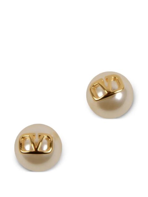 Valentino Garavani logo pearl stud earrings - Gold - zdjęcie produktu nr 2