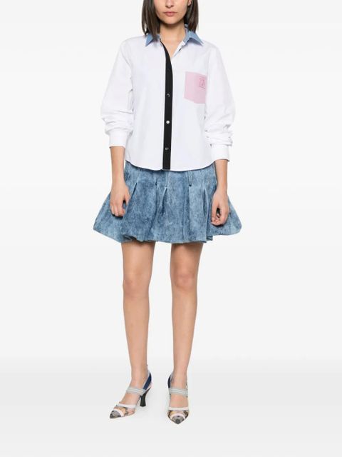 Marni contrast-collar patch-pocket shirt - White