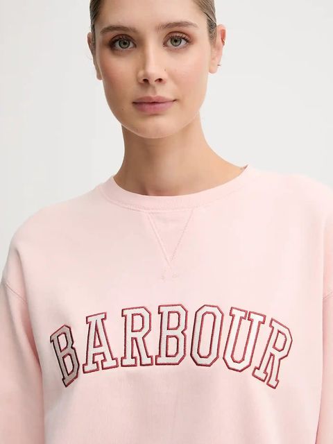 Barbour bluza bawełniana damska kolor różowy z aplikacją LOL0591 - zdjęcie produktu nr 2