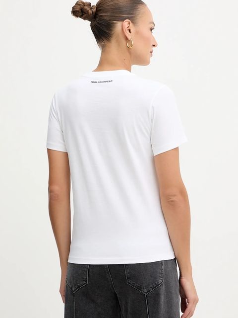 Karl Lagerfeld t-shirt bawełniany damski kolor biały B1W17019