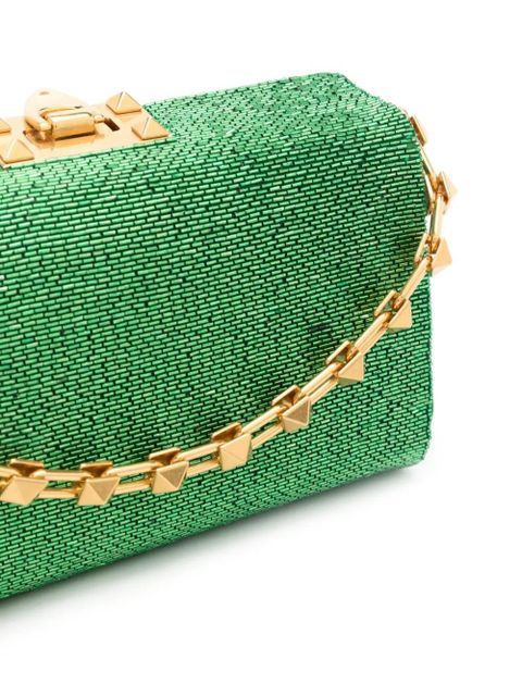 Valentino Garavani Rockstud beaded leather bag - Green